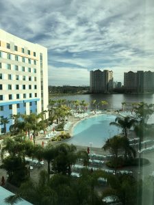 Pool view from our room at Universal's Endless Summer Resort Surfside Inn and Suites